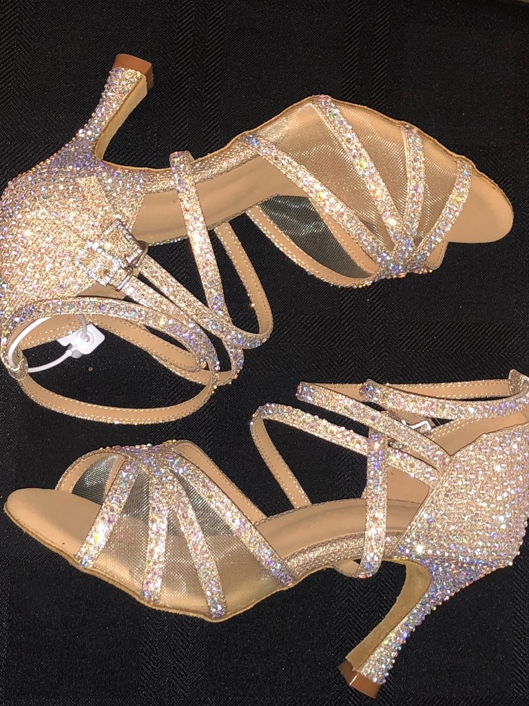 Danceandsway Ab Rhinestone Cross Strap Latin Dance Heels 8.5 — image 7 of 8